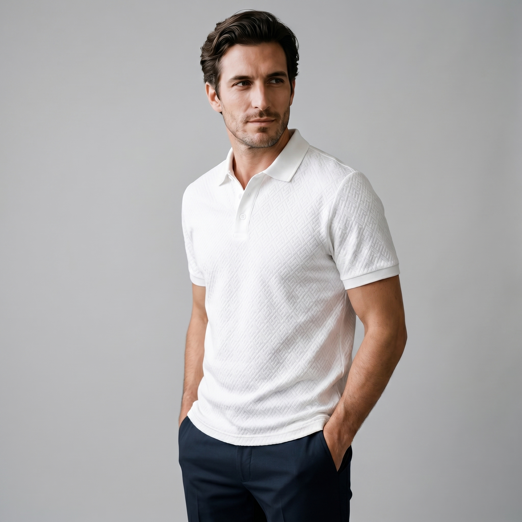Polohemd Heren Tailored Fit Textuur Casual