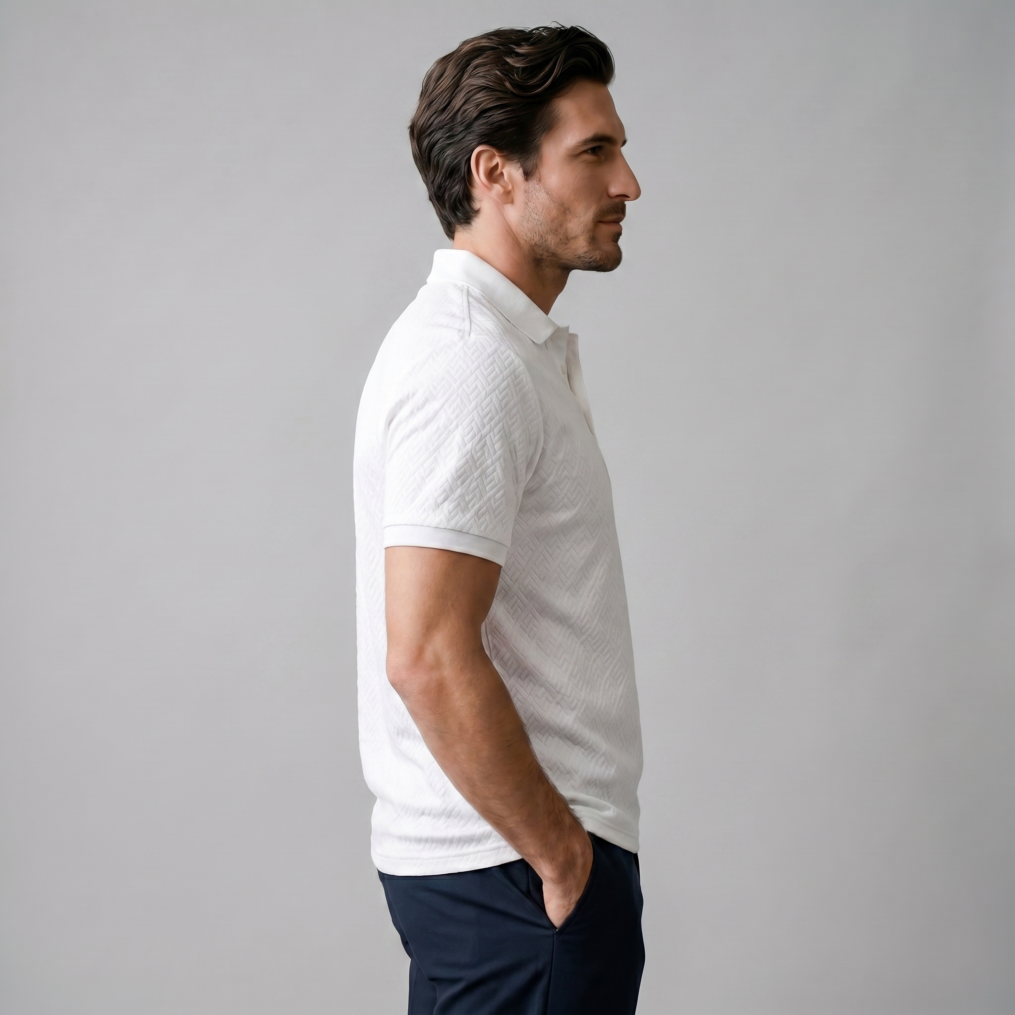 Polohemd Heren Tailored Fit Textuur Casual