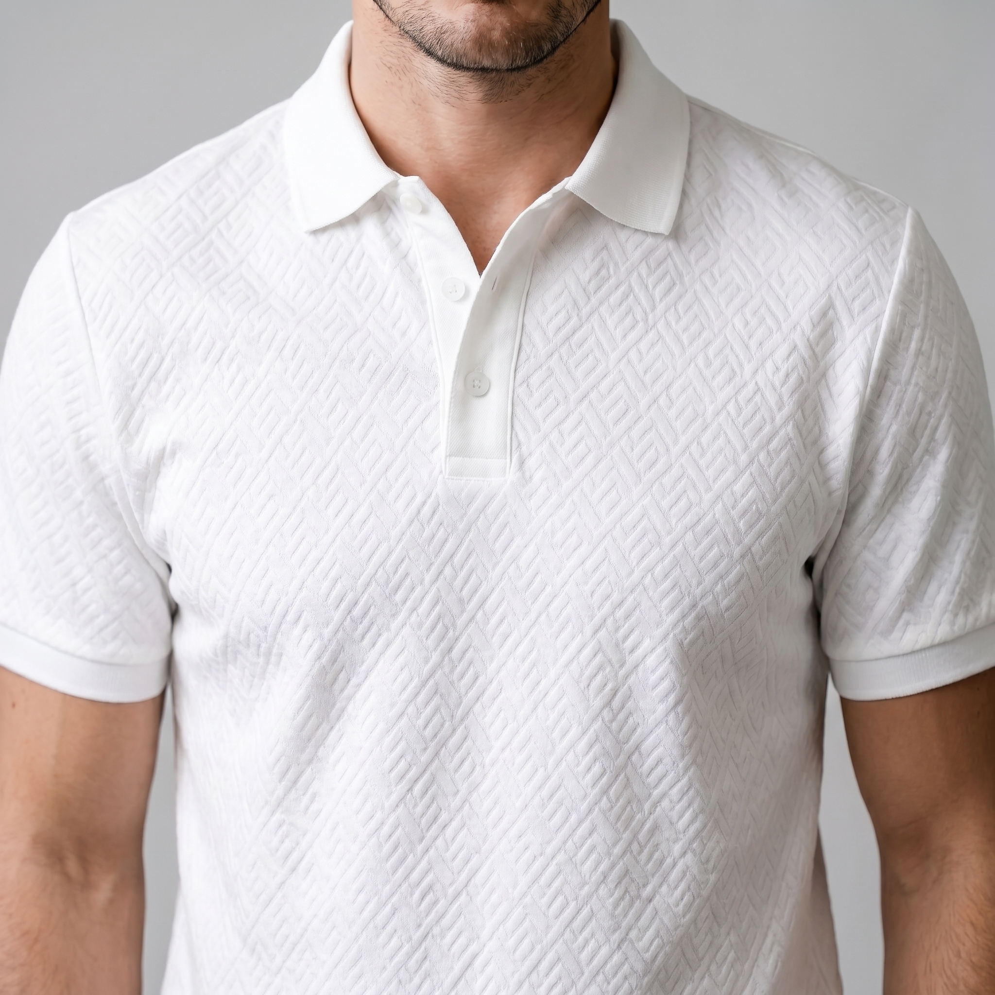 Polohemd Heren Tailored Fit Textuur Casual