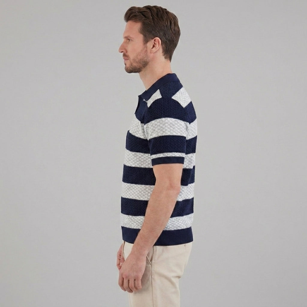 Poloshirt Heren Gebreide Textuur Lange Mouwen Casual Zomer