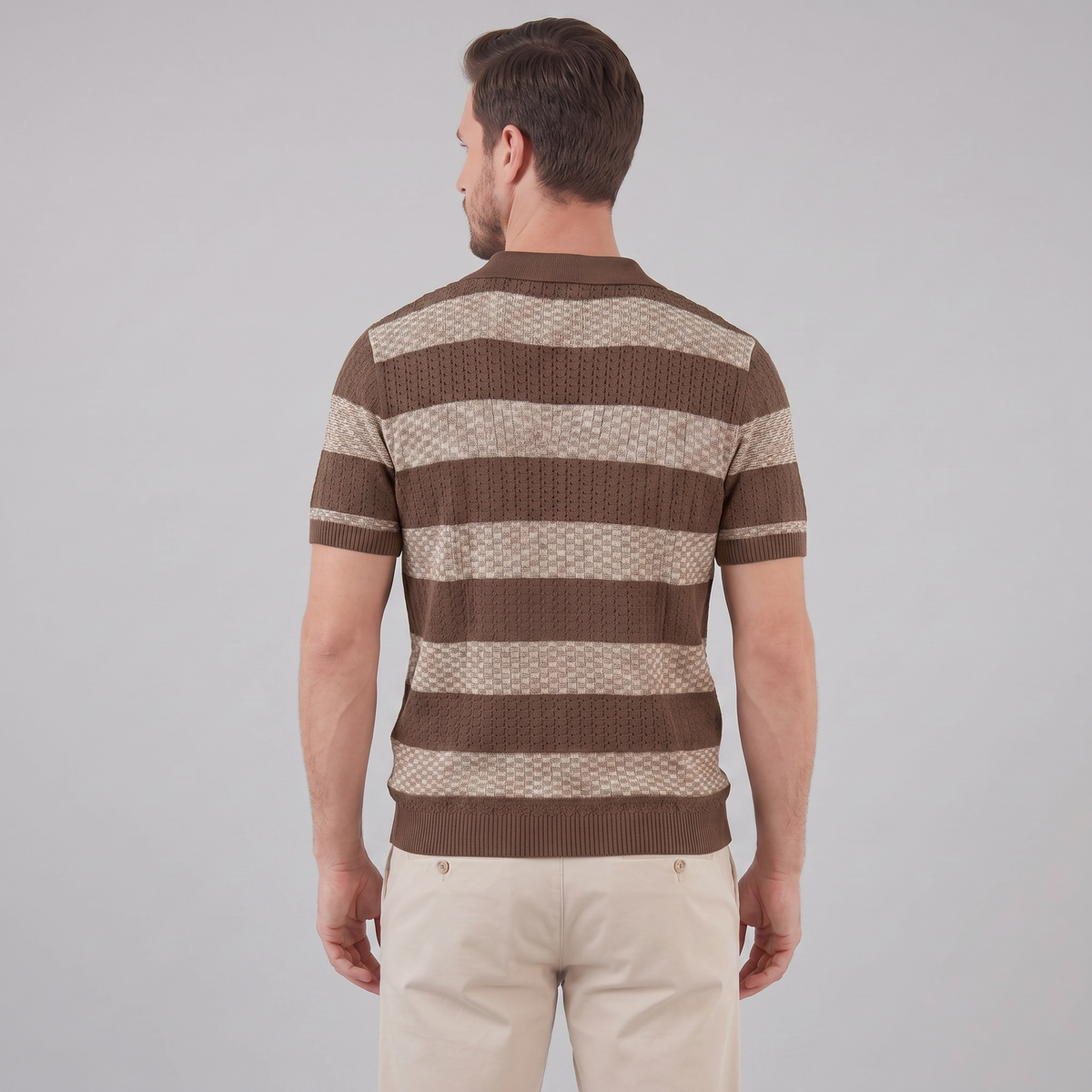 Poloshirt Heren Gebreide Textuur Lange Mouwen Casual Zomer