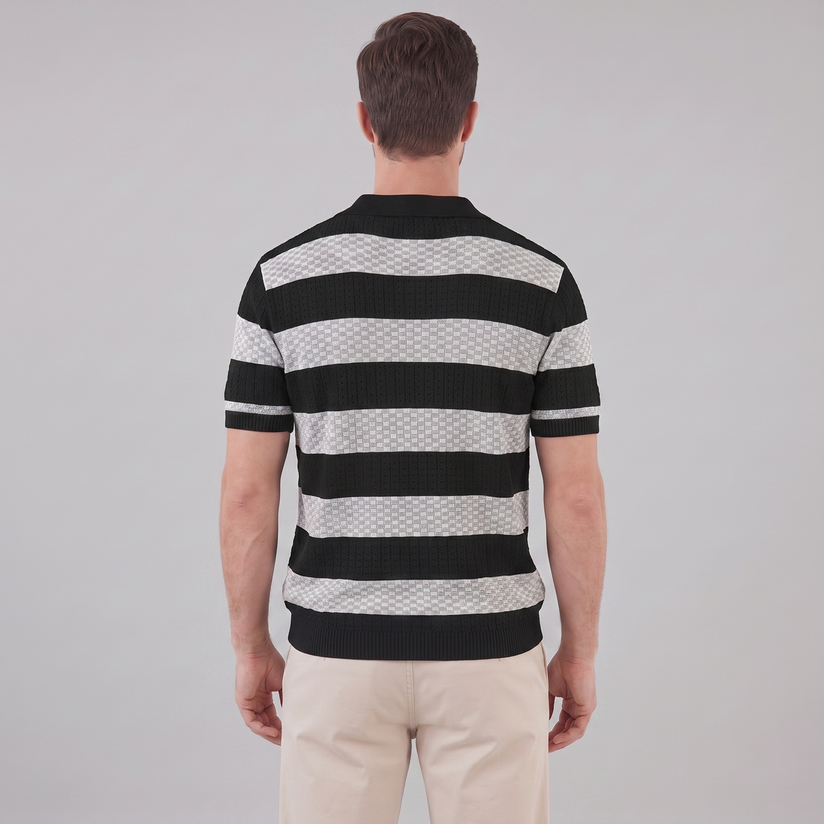 Poloshirt Heren Gebreide Textuur Lange Mouwen Casual Zomer