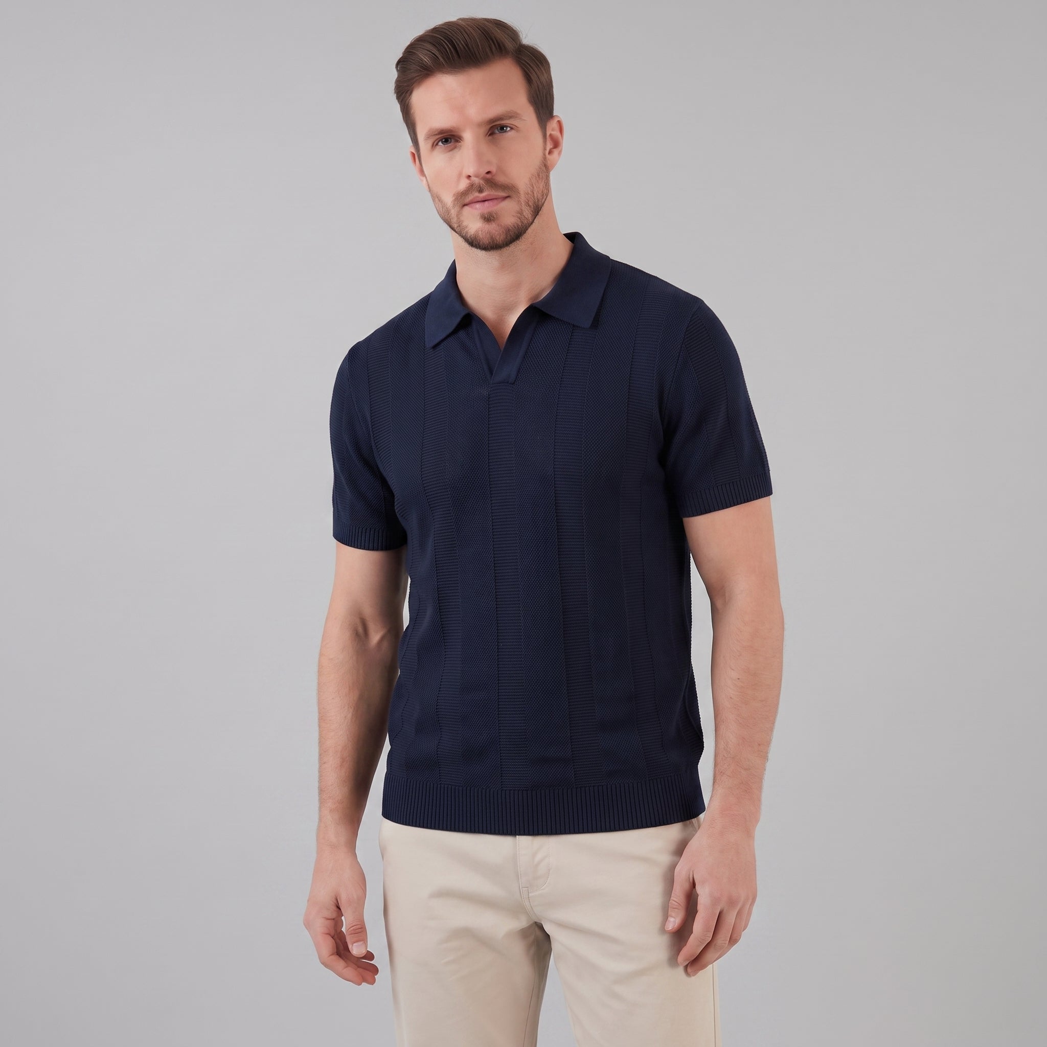 Poloshirt Heren Open Knit Casual Zomer
