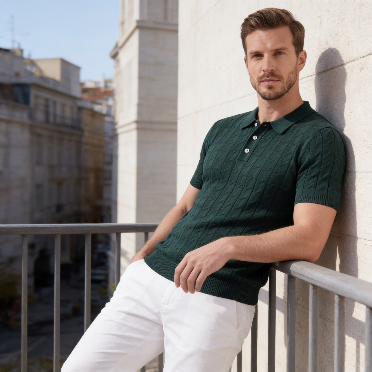 Poloshirt Heren Textured Knit Casual Zomer