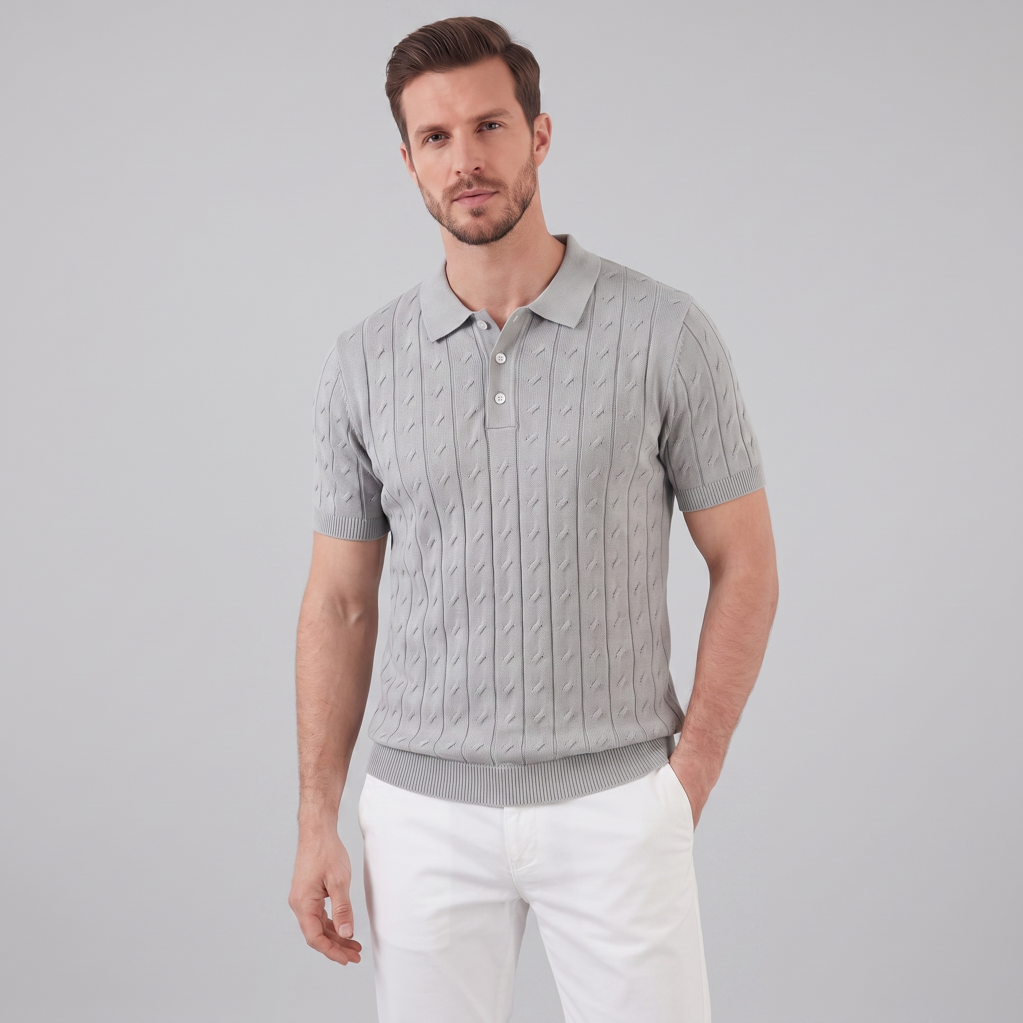 Poloshirt Heren Textured Knit Casual Zomer