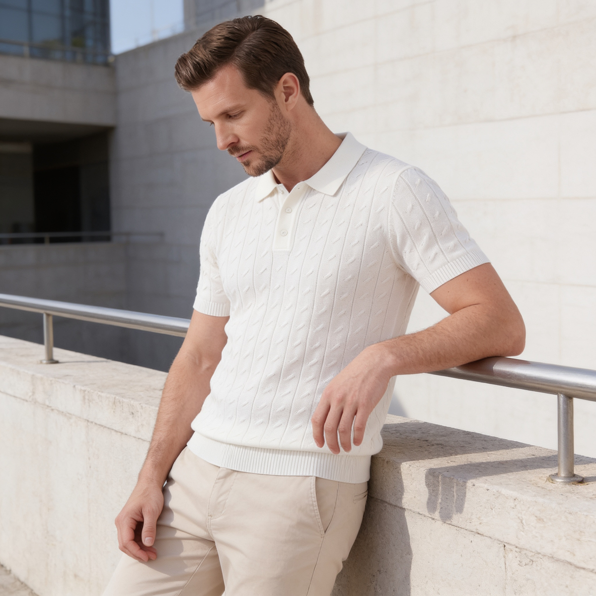 Poloshirt Heren Textured Knit Casual Zomer