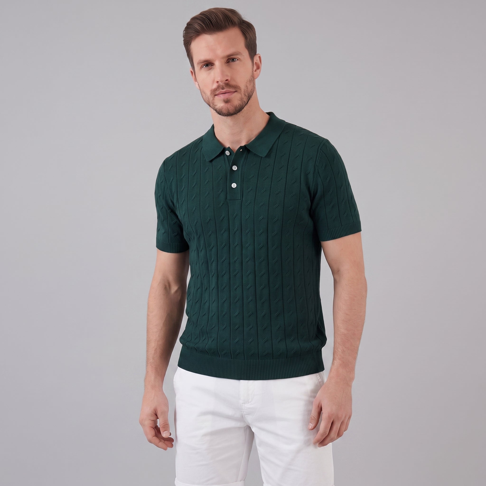 Poloshirt Heren Textured Knit Casual Zomer