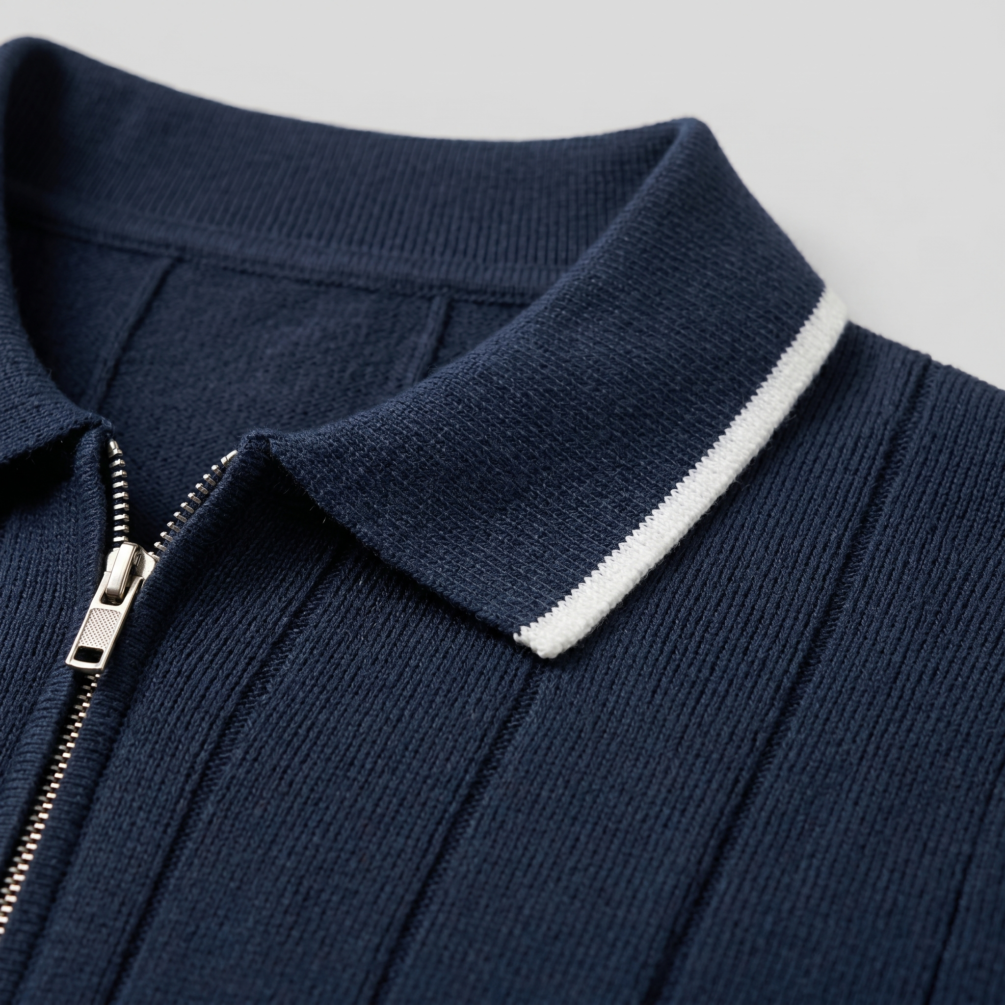 Poloshirt Heren Verticale Strepen Ritssluiting Casual