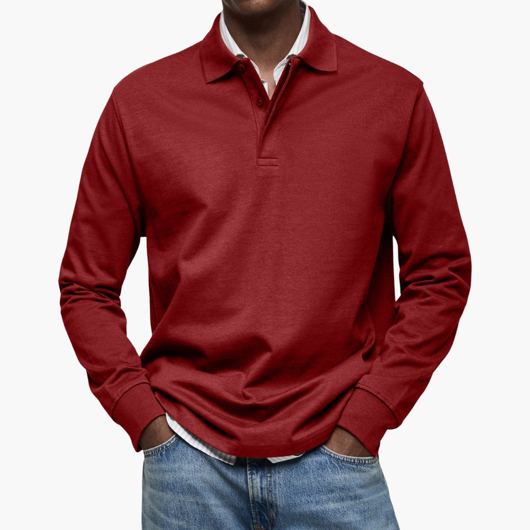 Poloshirt voor Heren met Lange Mouwen en Katoenmix