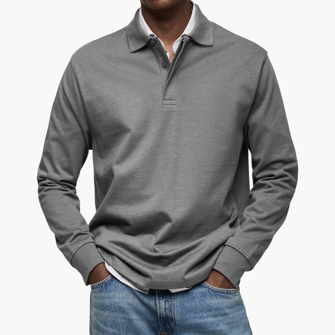Poloshirt voor Heren met Lange Mouwen en Katoenmix