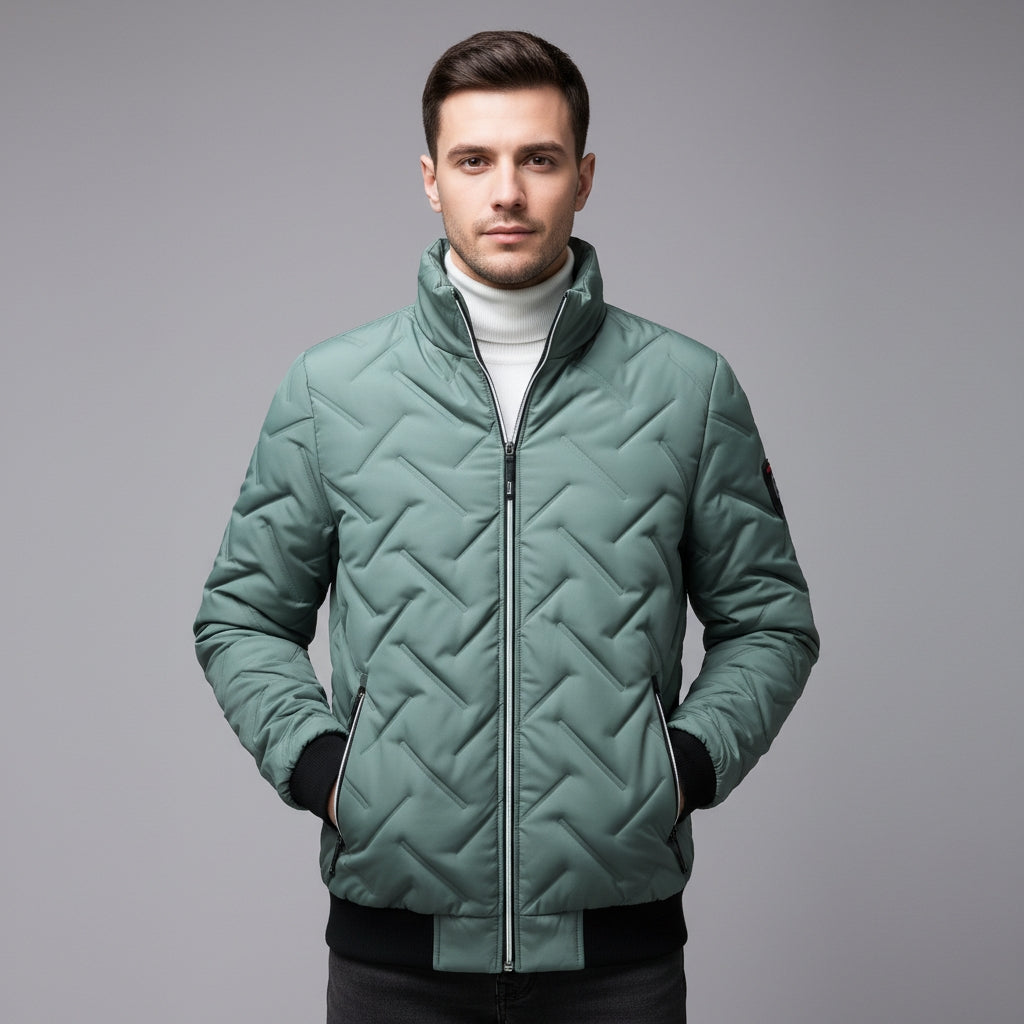 Puffer Jas voor Heren met Geometrisch Design en Lichtgewicht Vulling