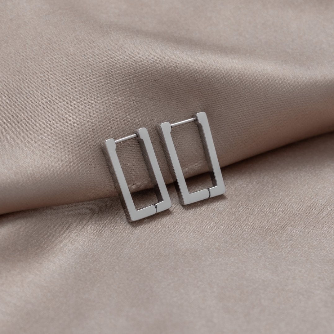 Elegante zilveren rechthoekige oorbellen