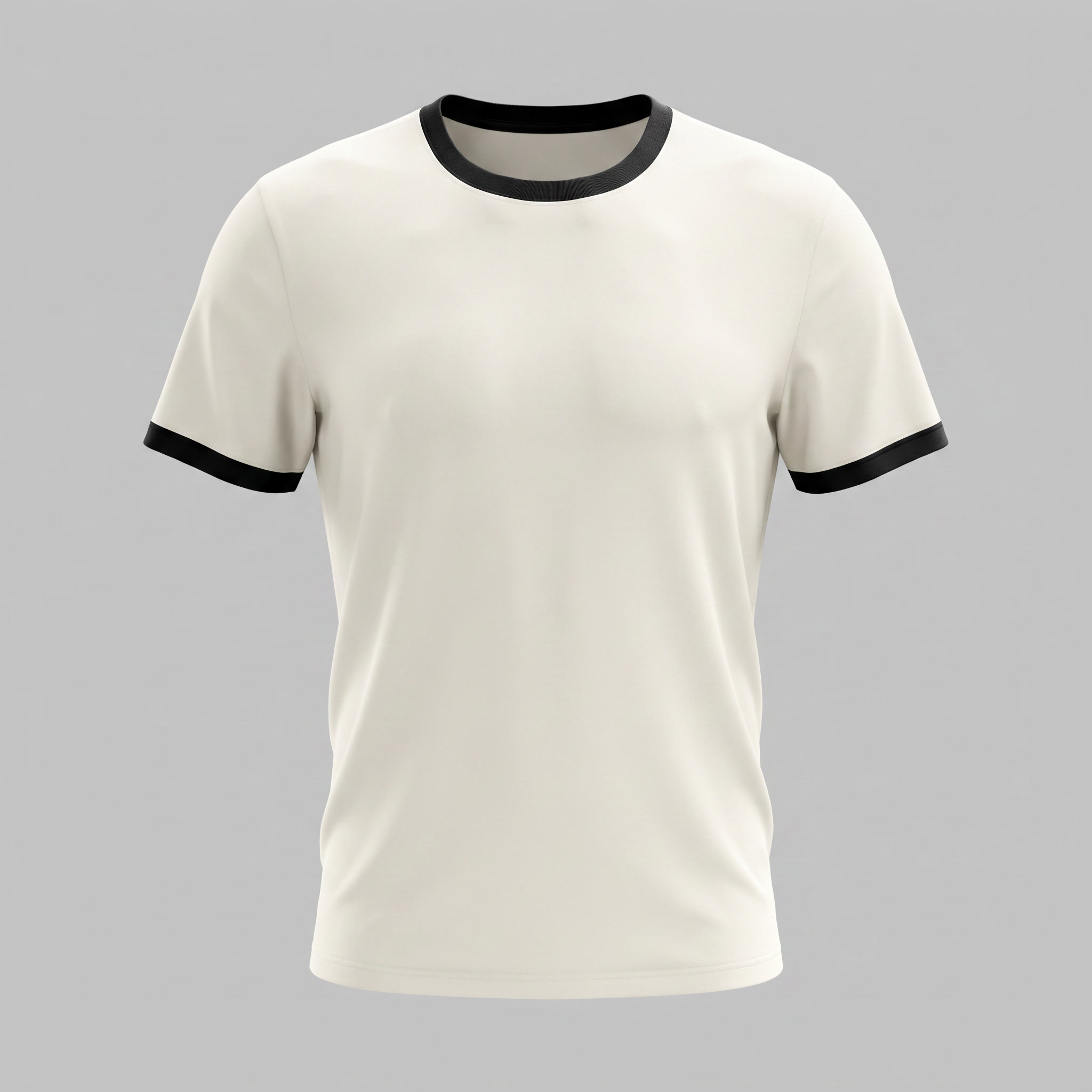 Smart Casual T-Shirt Heren Contrast Trim Crew Neck