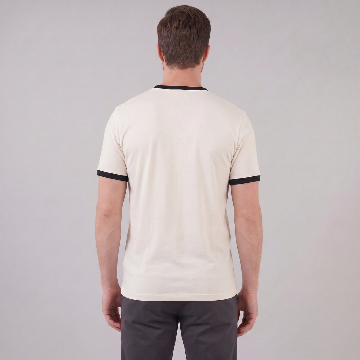 Smart Casual T-Shirt Heren Contrast Trim Crew Neck