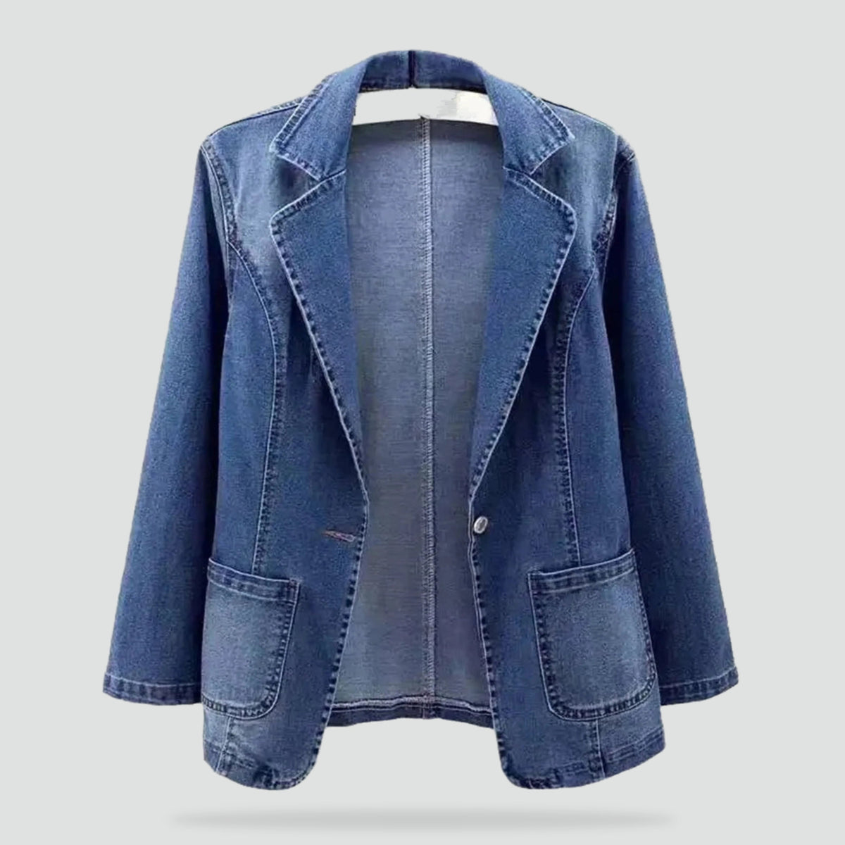 Stijlvolle Denim Blazer voor Dames met Pocket en Oversized Look