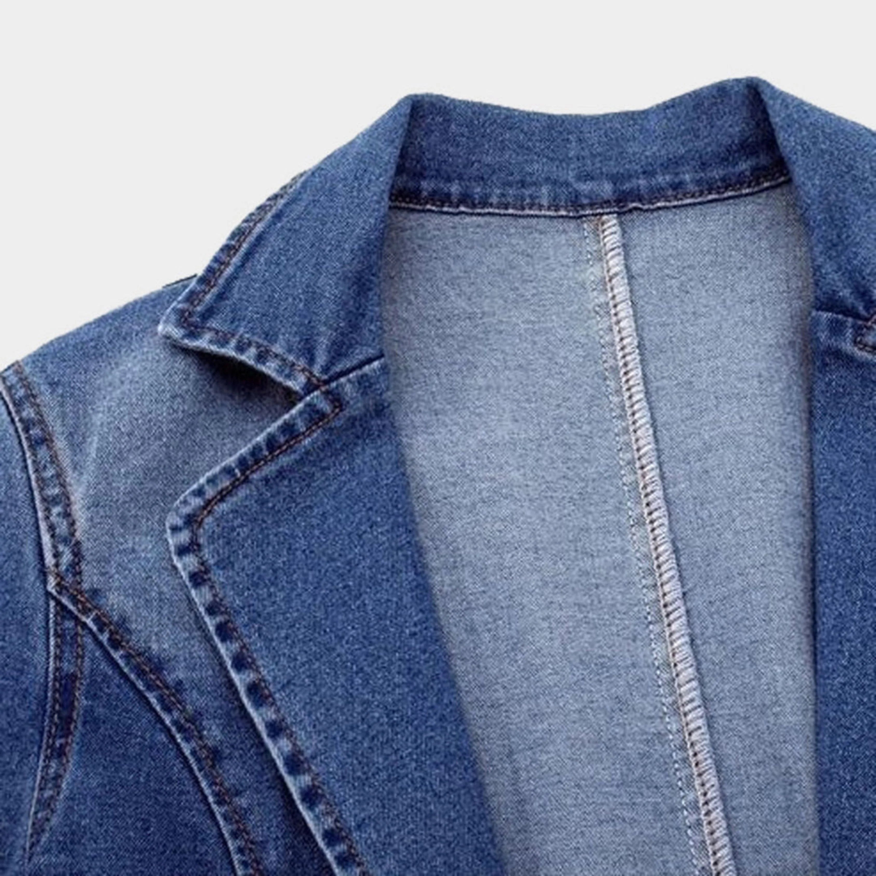 Stijlvolle Denim Blazer voor Dames met Pocket en Oversized Look