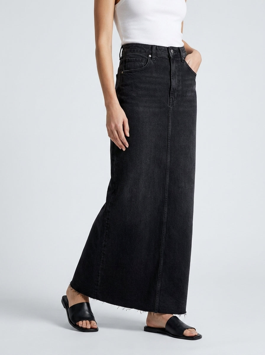 Stijlvolle Denim Maxi Rok voor Dames met Hoge Taille