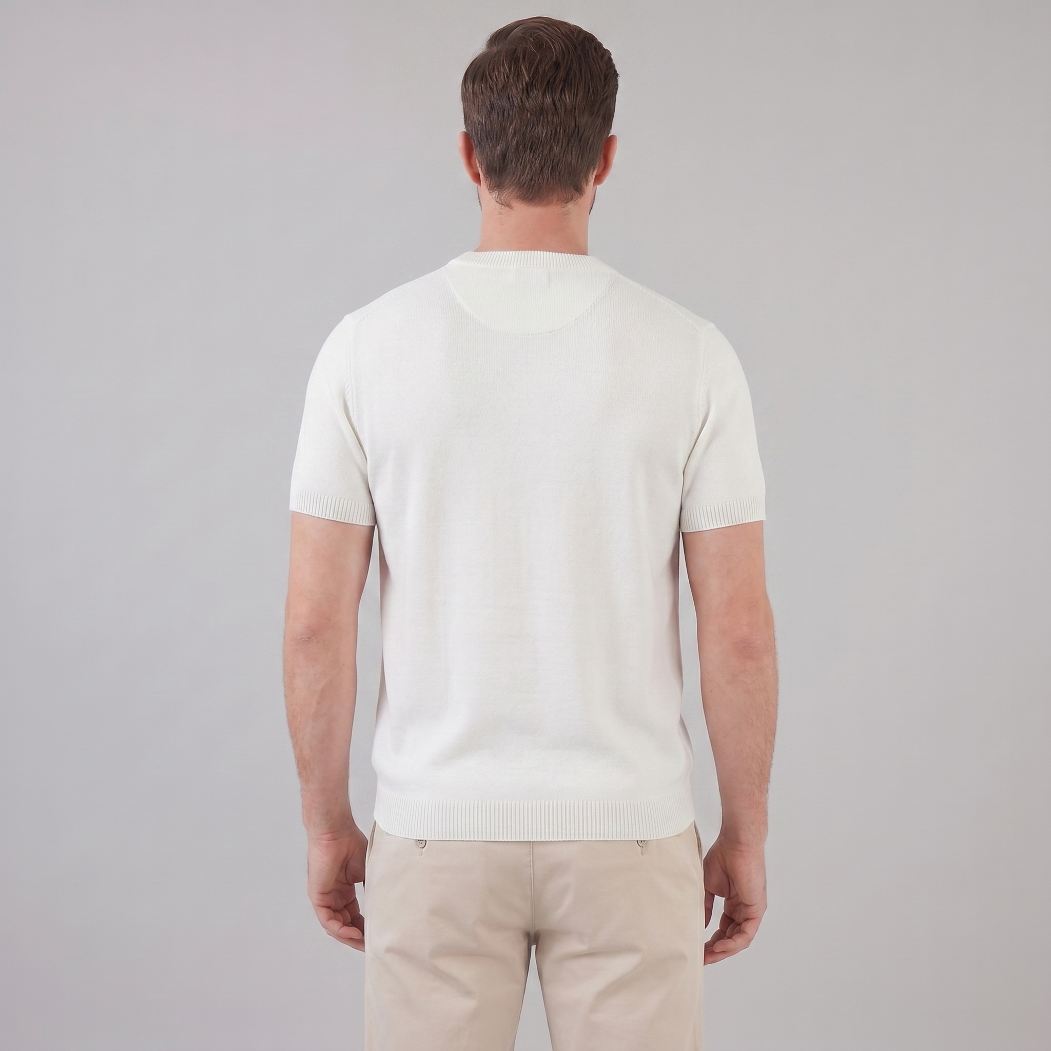 T-Shirt Heren Lange Mouwen Casual Textuur Crew Neck