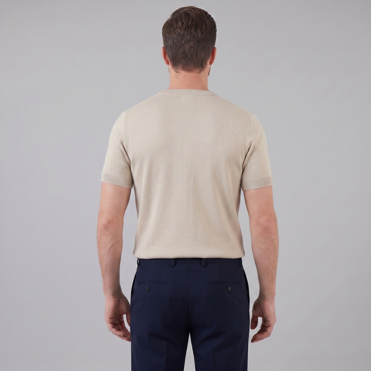 T-Shirt Heren Lange Mouwen Casual Textuur Crew Neck