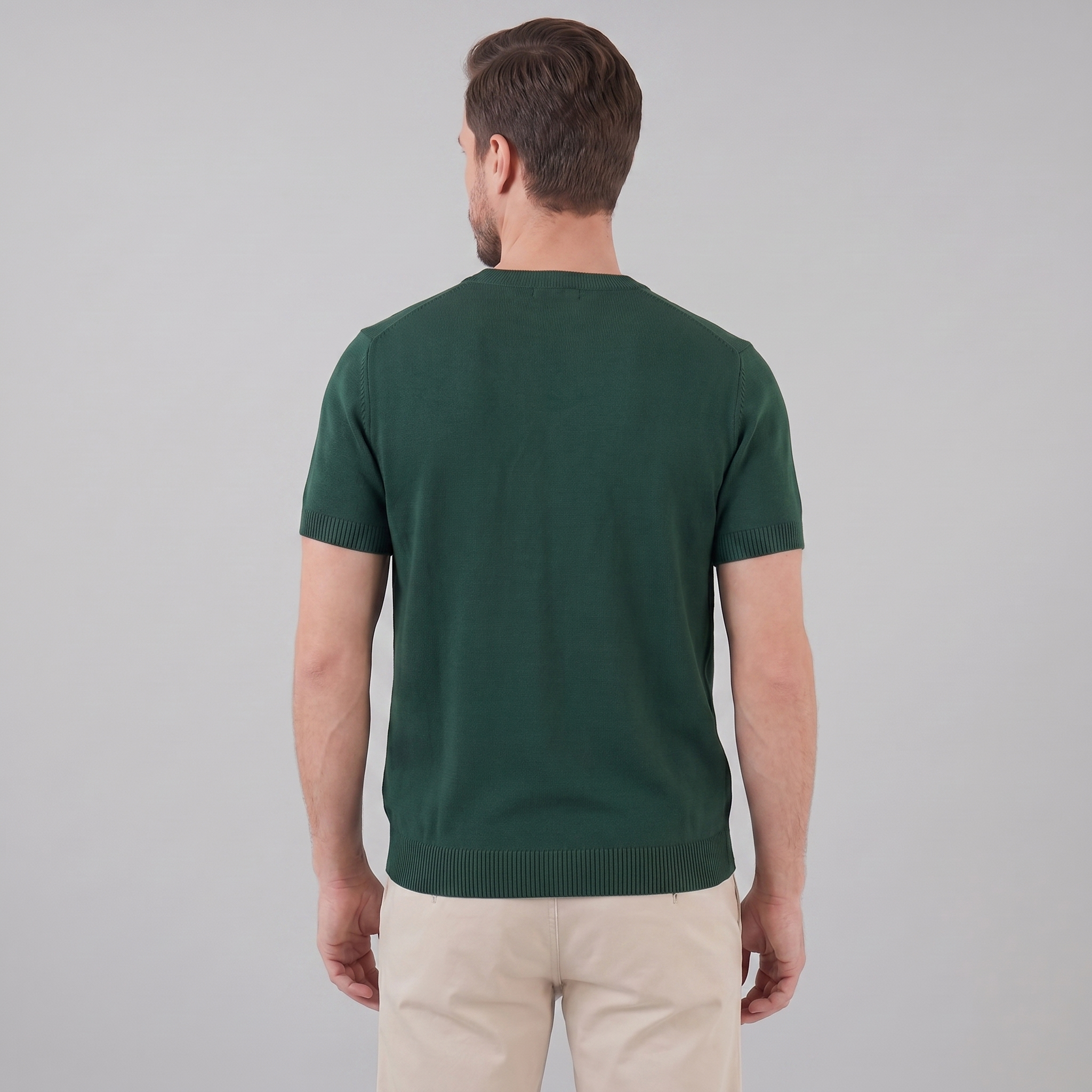T-Shirt Heren Lange Mouwen Casual Textuur Crew Neck