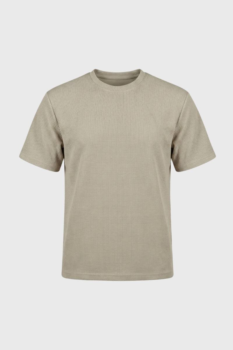 T-shirt Heren Regular Fit Waffle Textuur Korte Mouwen Casual