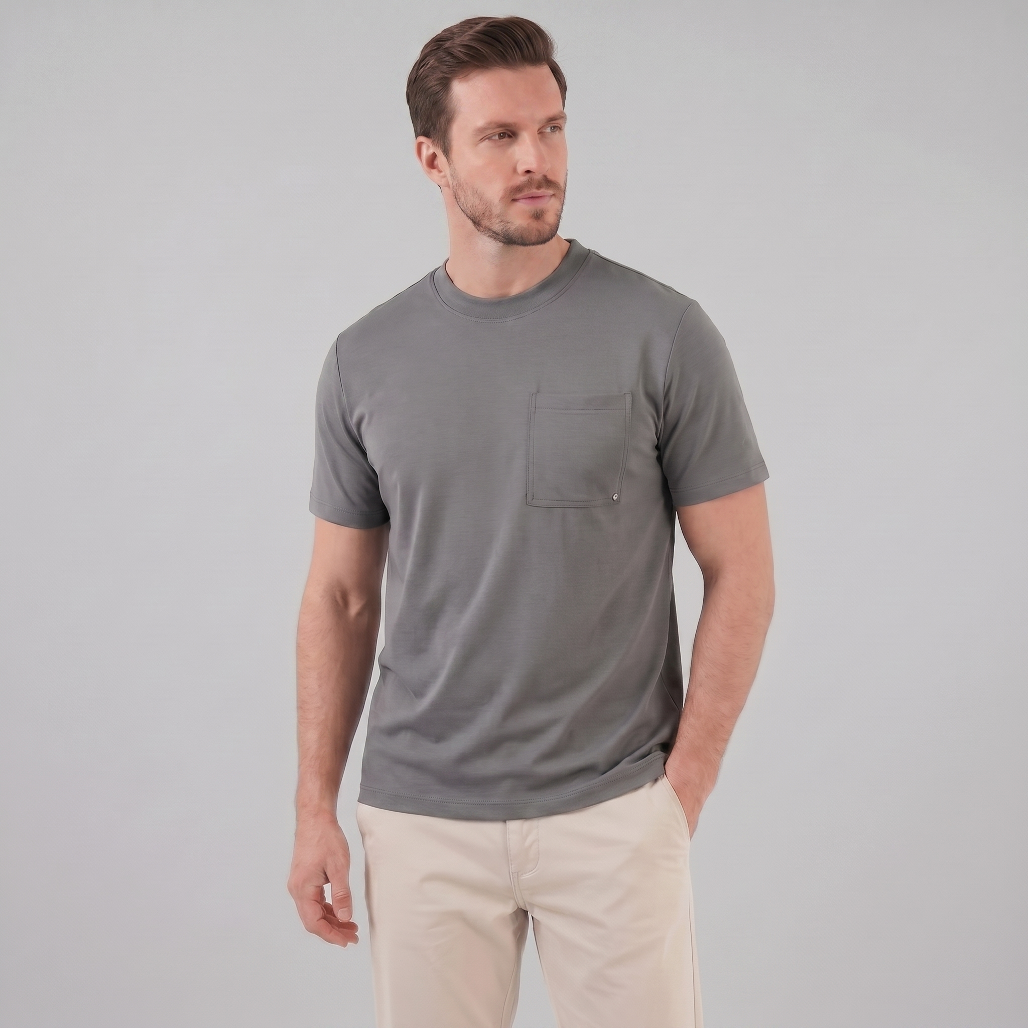 T-Shirt Heren Relaxed Fit Borststak Casual