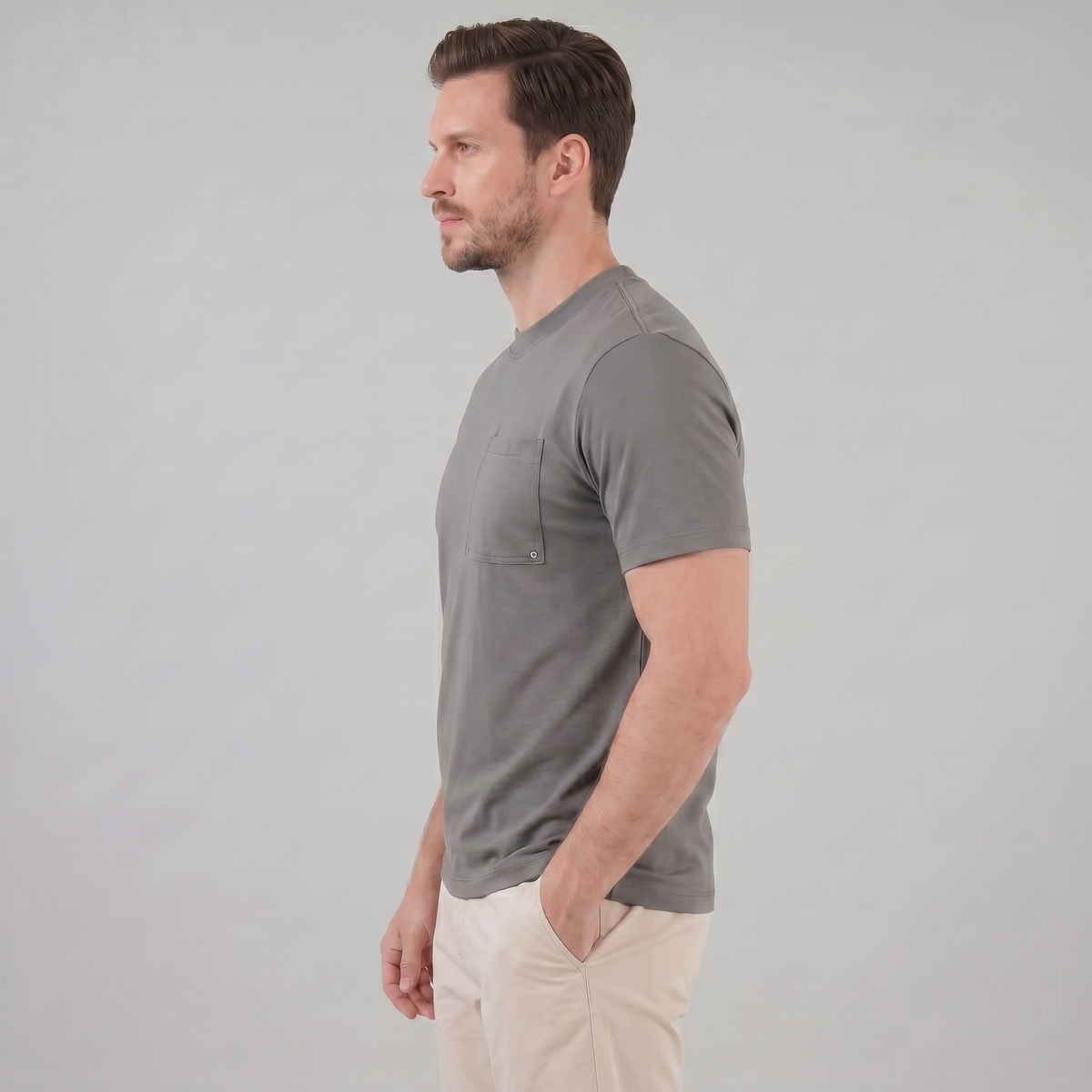 T-Shirt Heren Relaxed Fit Borststak Casual