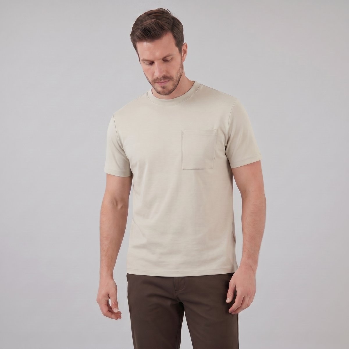 T-Shirt Heren Relaxed Fit Borststak Casual