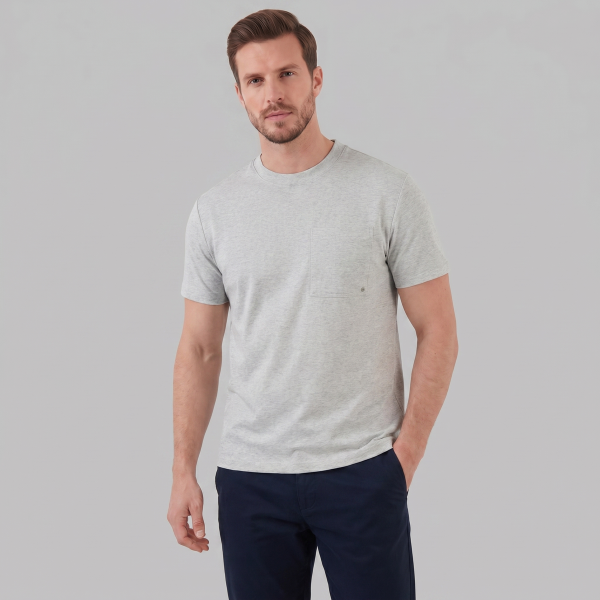 T-Shirt Heren Relaxed Fit Borststak Casual
