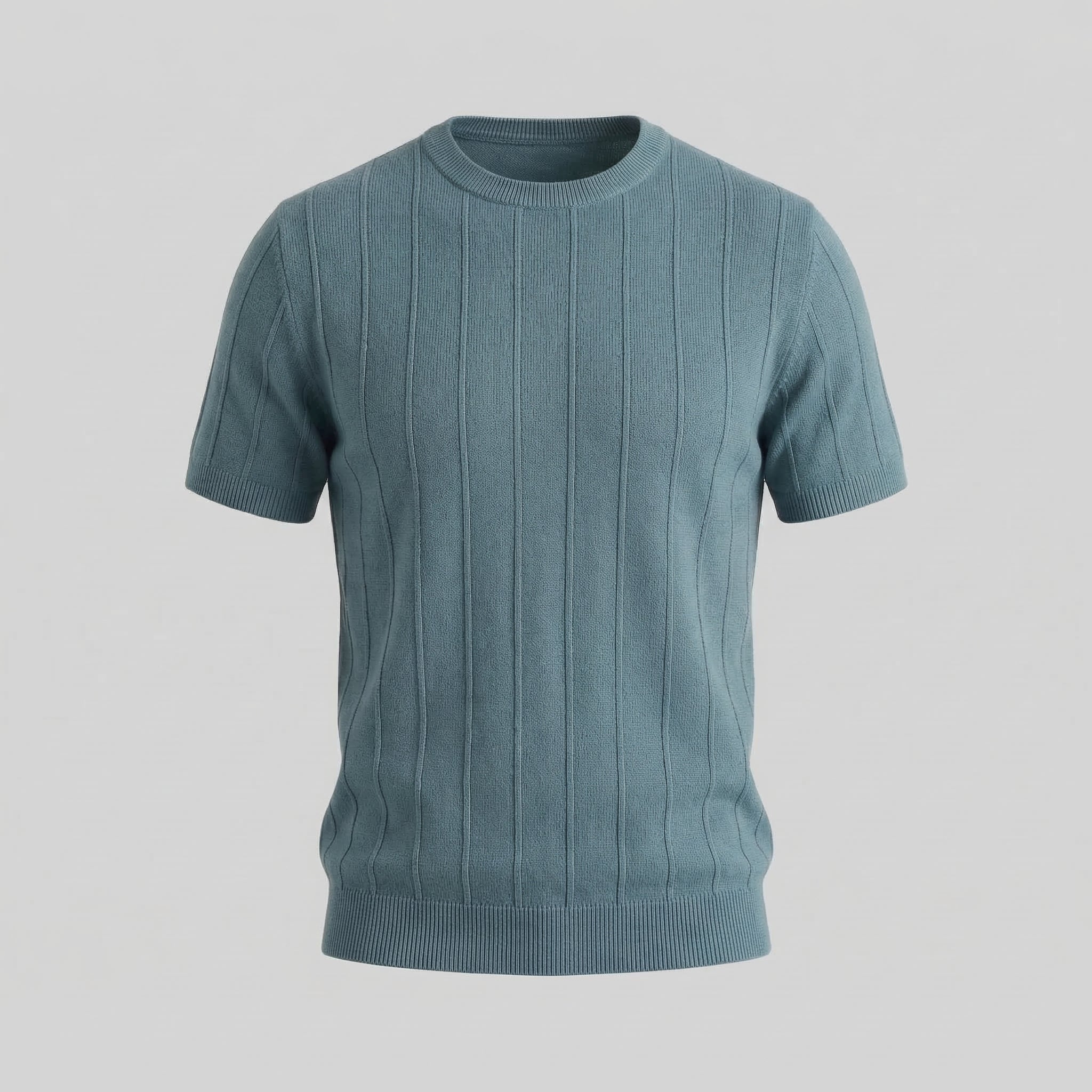 T-Shirt Heren Rib Knit Casual Chic Lange Mouwen