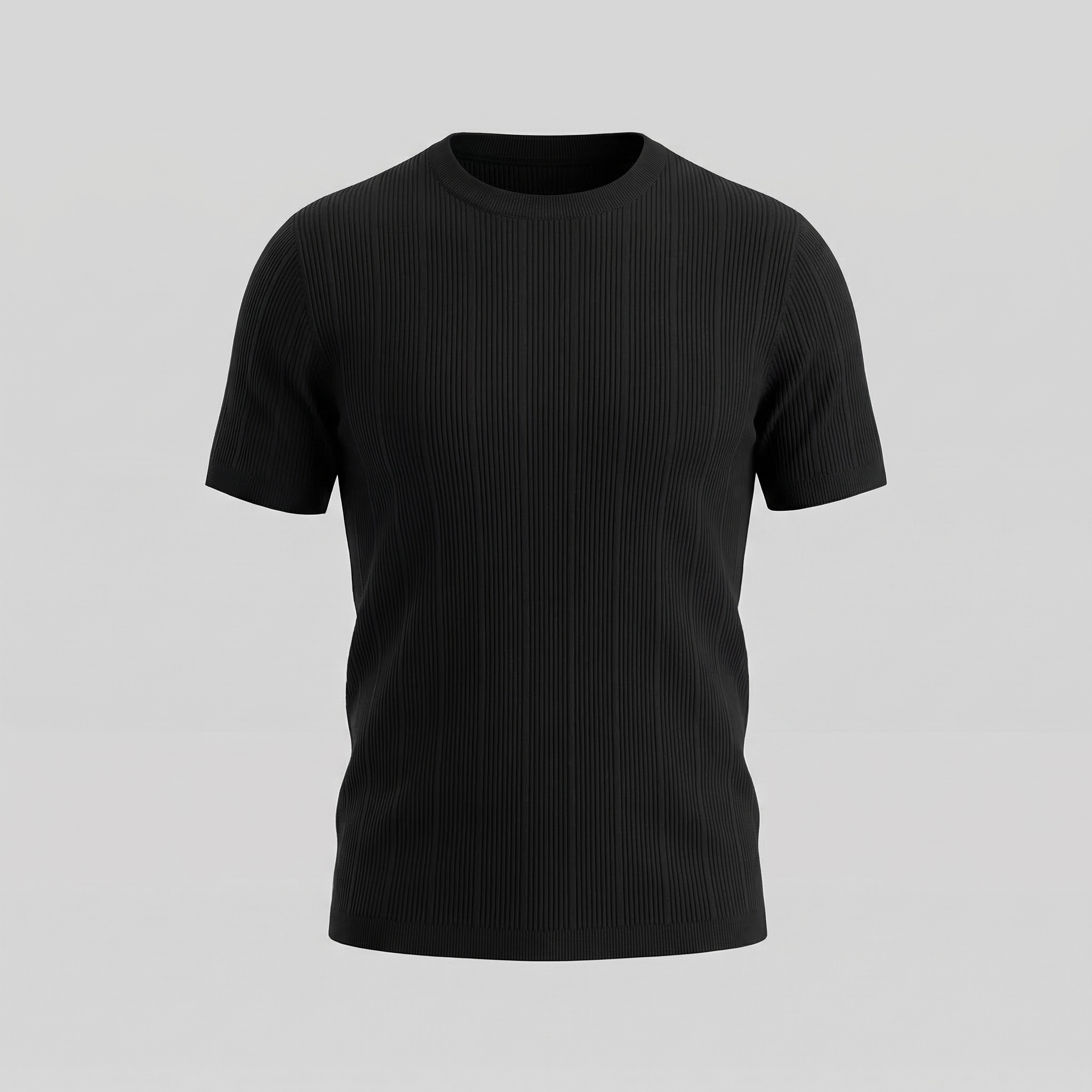 T-Shirt Heren Rib Knit Casual Chic Lange Mouwen