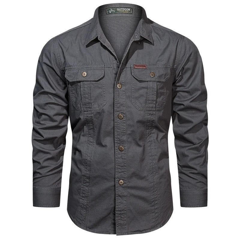 Heren Cargo Overshirt Tactisch Outdoor Overhemd Lange Mouw