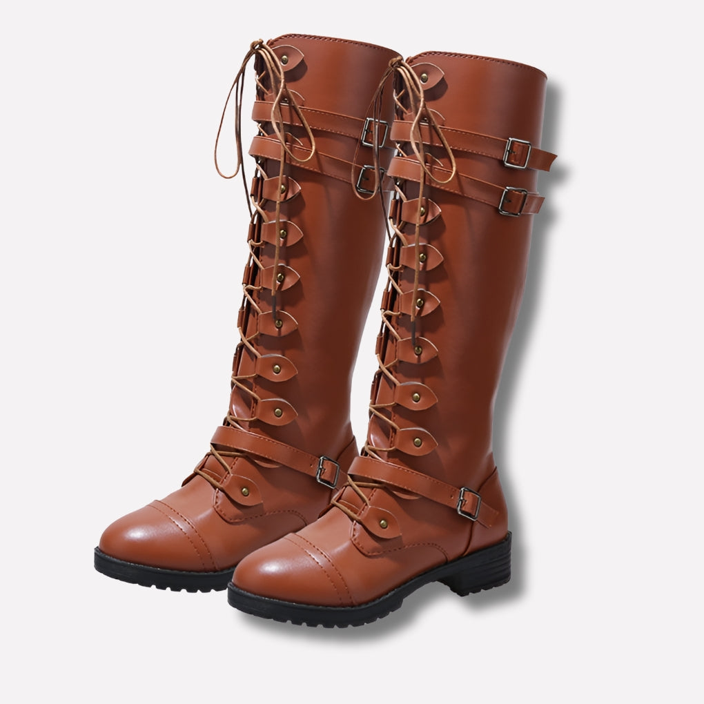 Veterlaarzen voor Dames met Retro Stijl en Gespen