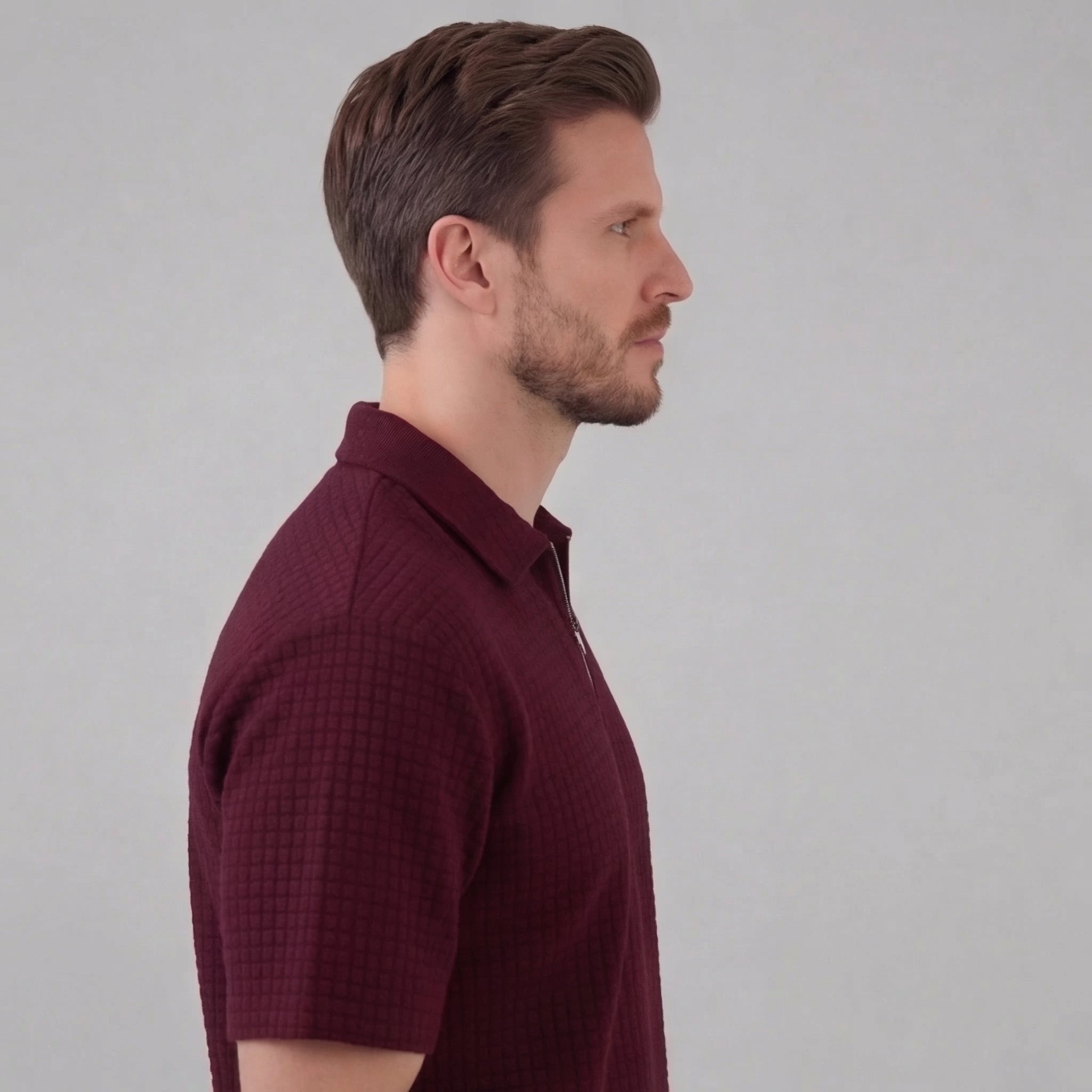 Waffle Knit Set Heren Zomer Casual Half Zip Polo