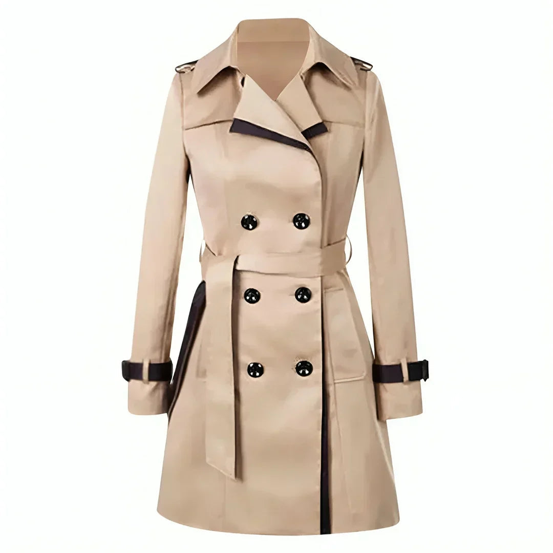 Winddichte dames trenchcoat met reverskraag voor winterdagen
