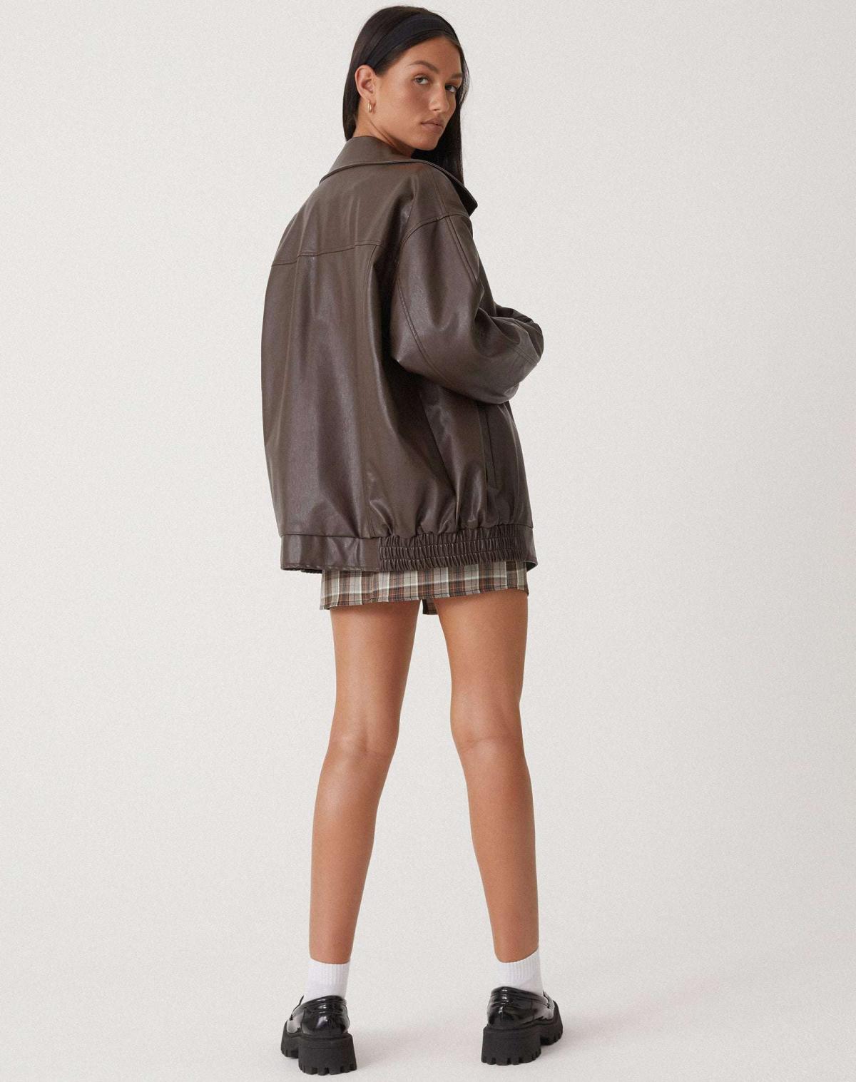 Luxe Dames Leren Bomberjack met Oversized Pasvorm